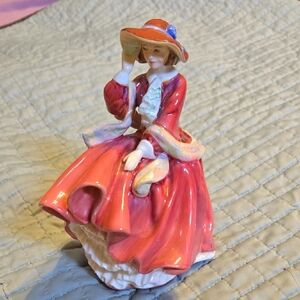 Elegant Lady Figurine in Red Dress